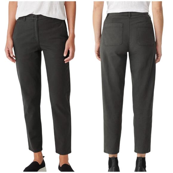 Eileen Fisher NWT Cotton Hemp Tapered Pants Ankle Length Plus Size 24 Black - Picture 1 of 11